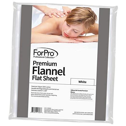ForPro Premium Flannel Flat Sheet – Wrinkle-Resistant Massage Sheet - White