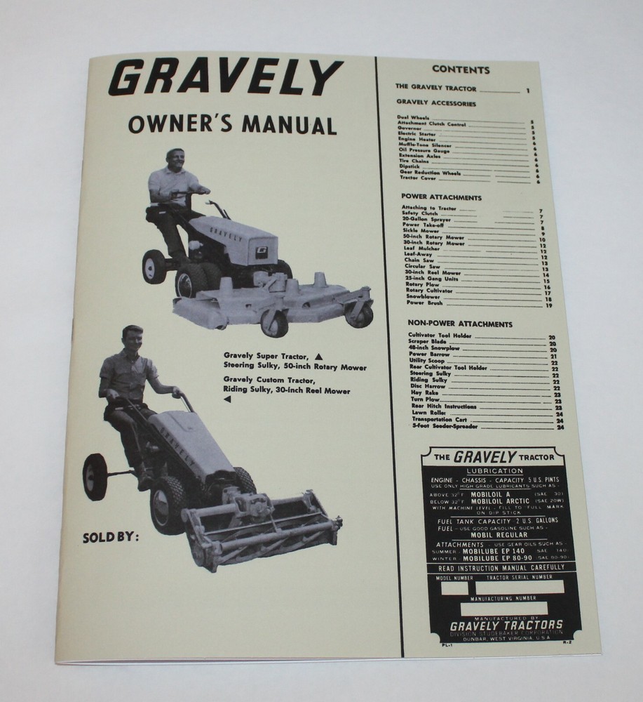 Gravely Tractor Owners/ Operators Manual, Super/ Custom Convertible 6.6HP