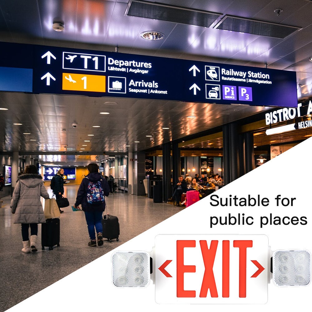 Red LED Exit Sign, UL-Listed Emergency Light - Dual LED Lamp ABS Fire Resistance