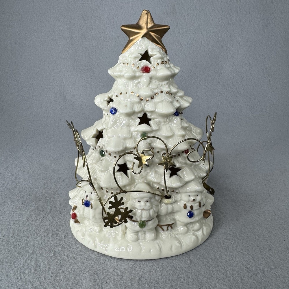 Vintage Porcelain Christmas Tree Lighted w/ Box 7"