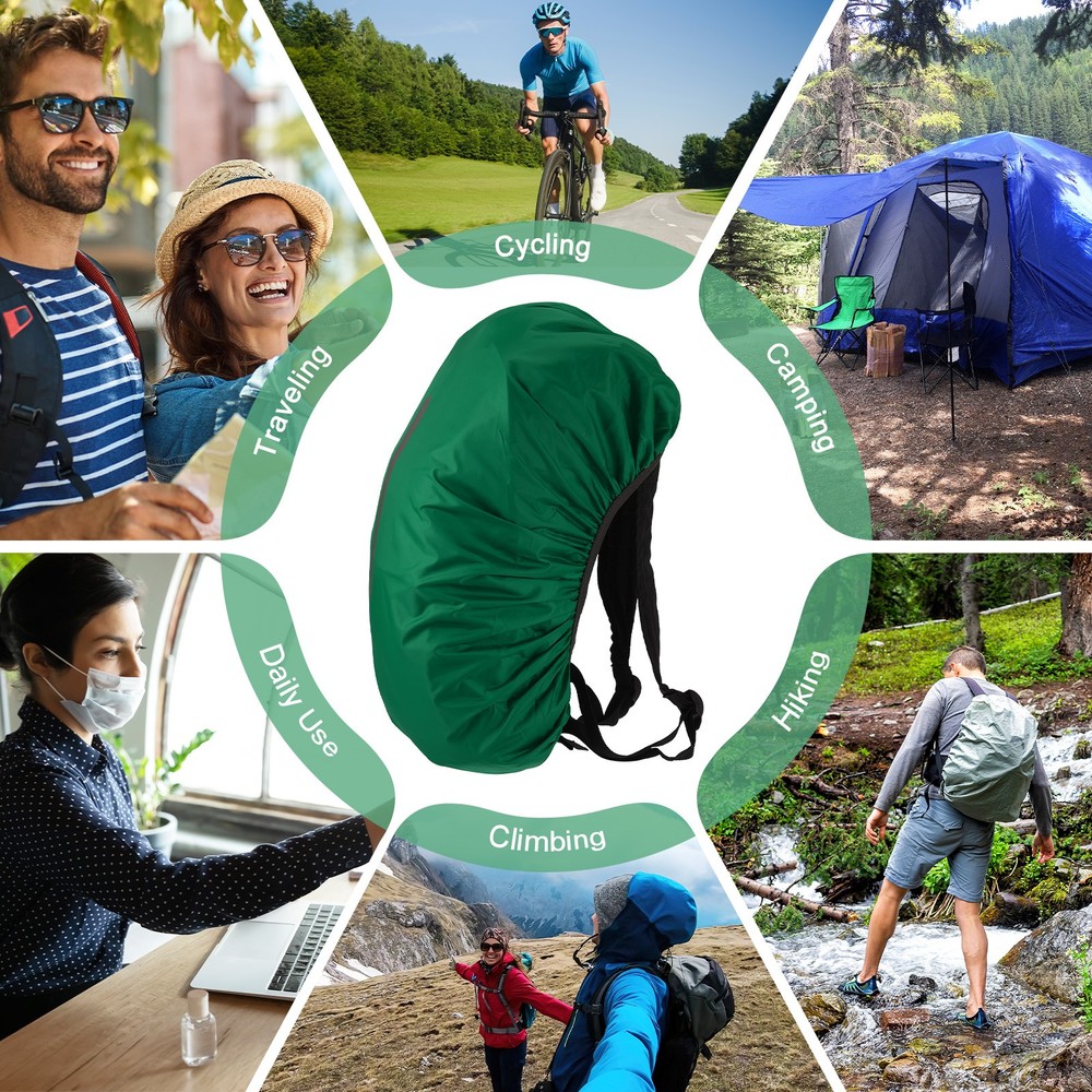 75L-85L Backpack Rain Cover with A Vertical Reflective Strap [Postal Green]