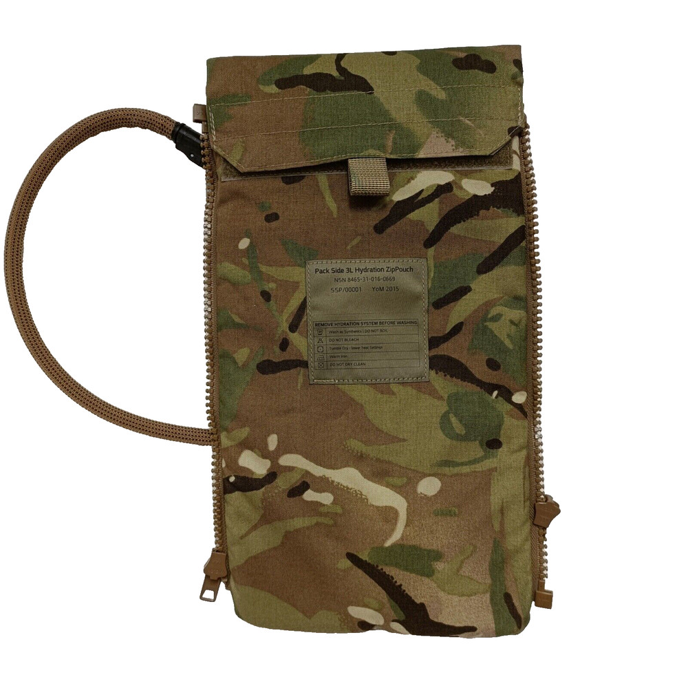 British Army Virtus Surplus MTP Side Pack Hydration Pouch Zip With Bladder 3L