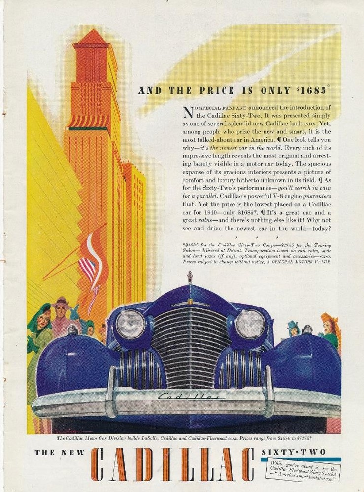 Magazine Ad - 1940 - Cadillac Model 62 Coupe