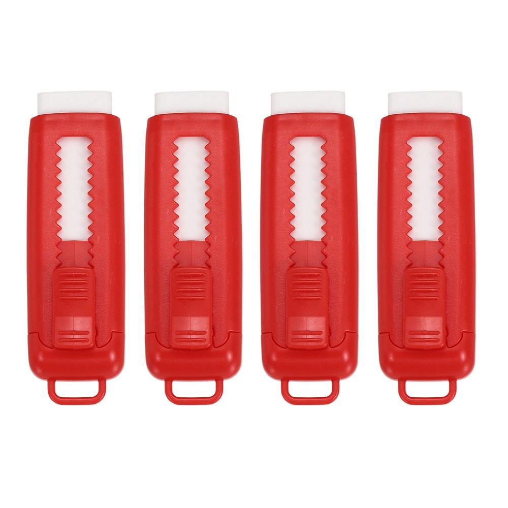 4Pack Erasers, Sliding Retractable Eraser Push Pull Pencil Erasers, Bright Red