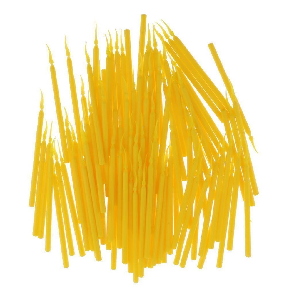 100 Pcs Dental Contoured Disposable Long Handle Small-Yellow Plastic Poly Wedge