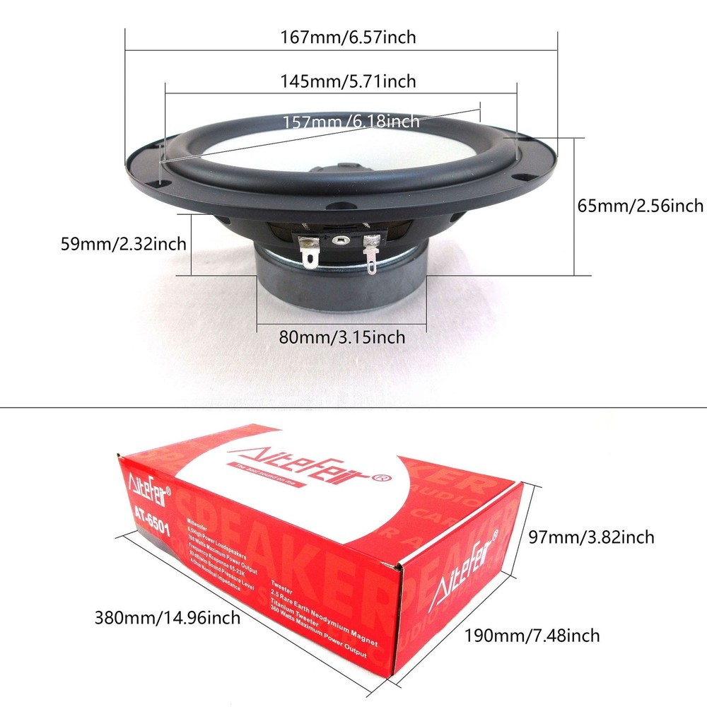 6.5 Inch 2 Way Active Component Speaker System 350W Max with External Crossovers