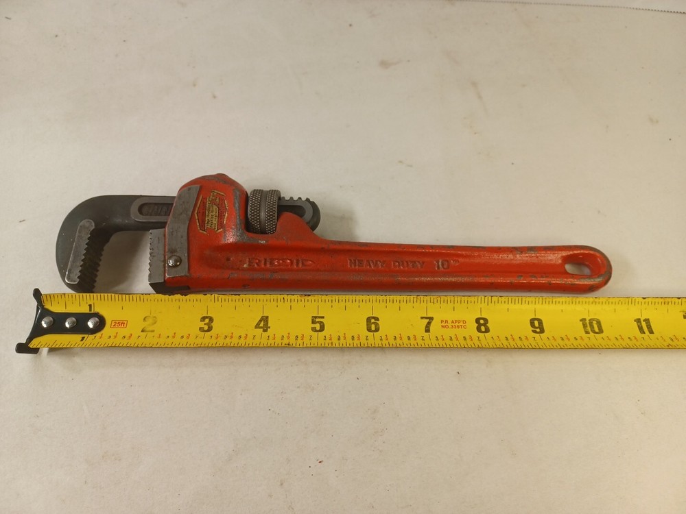 Ridge Tool Co 10" Adjustable Offset Pipe Wrench USA Ohio Vintage Tool