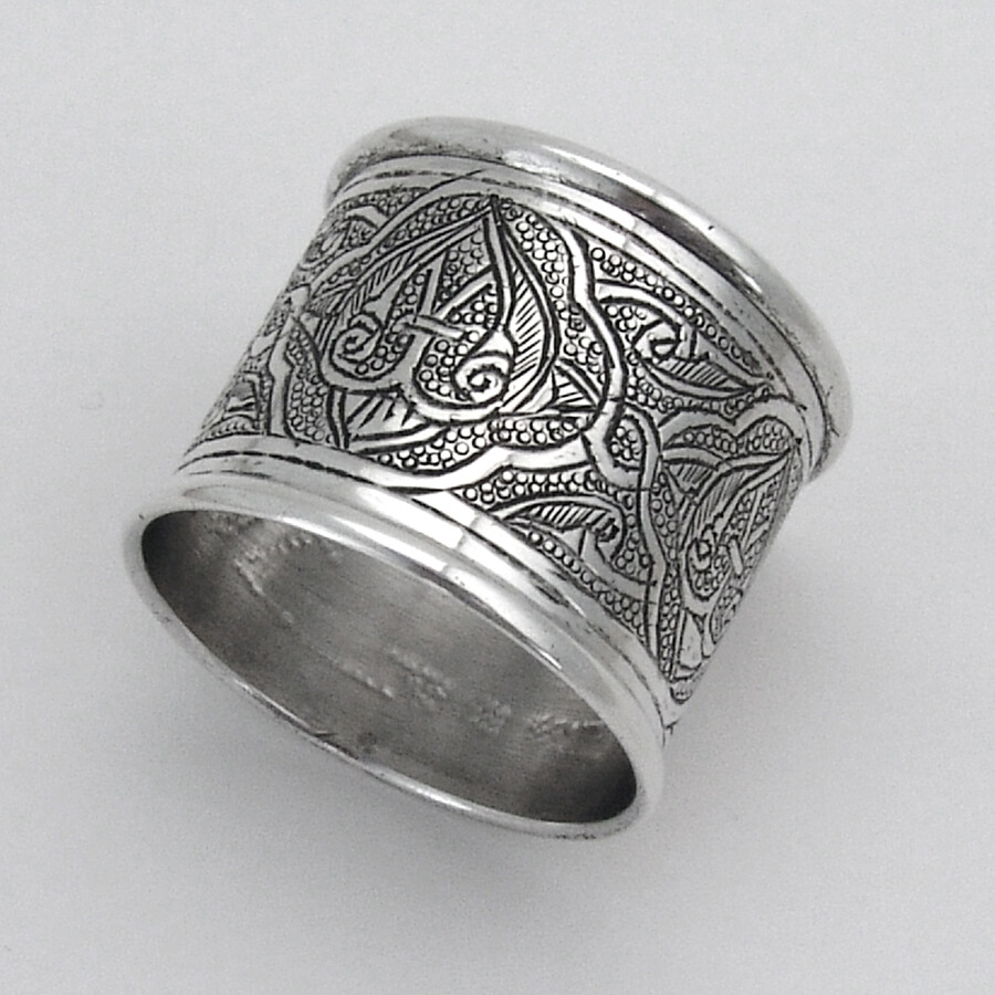 Engraved Egyptian Napkin Ring 900 silver Arabic Mono