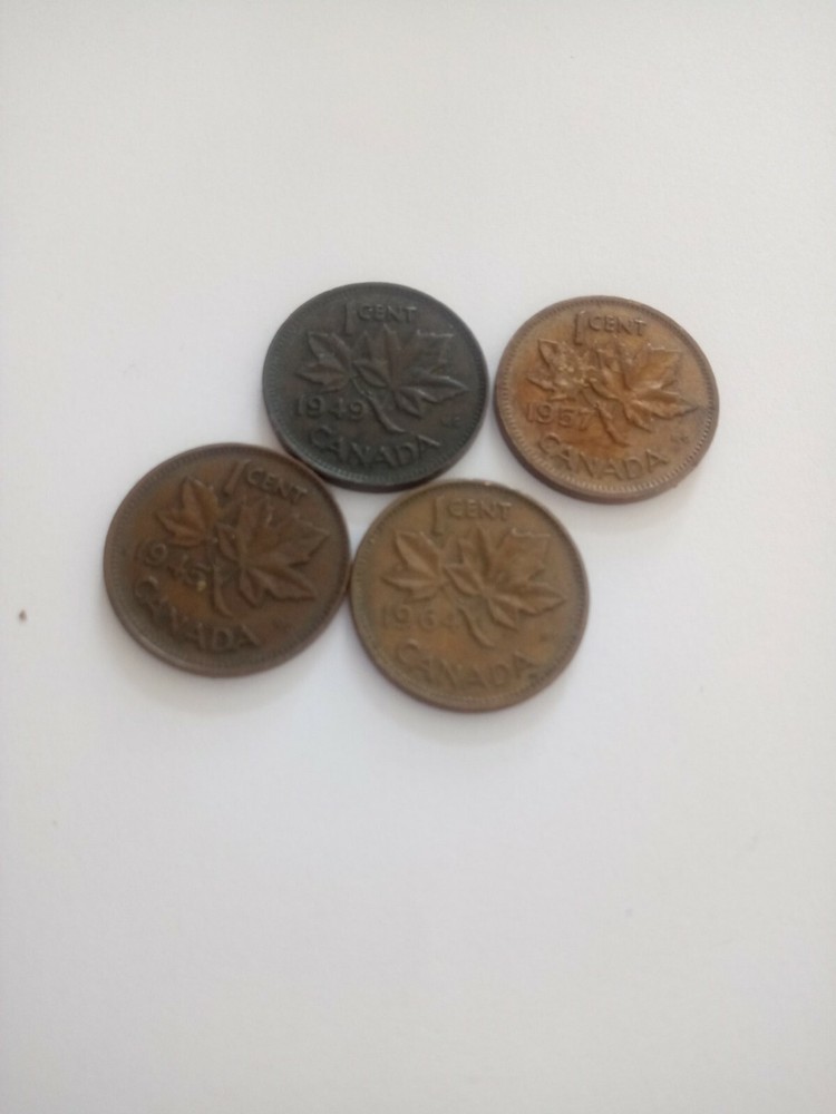 Canada One 1cent Coins 1945/9/57/64