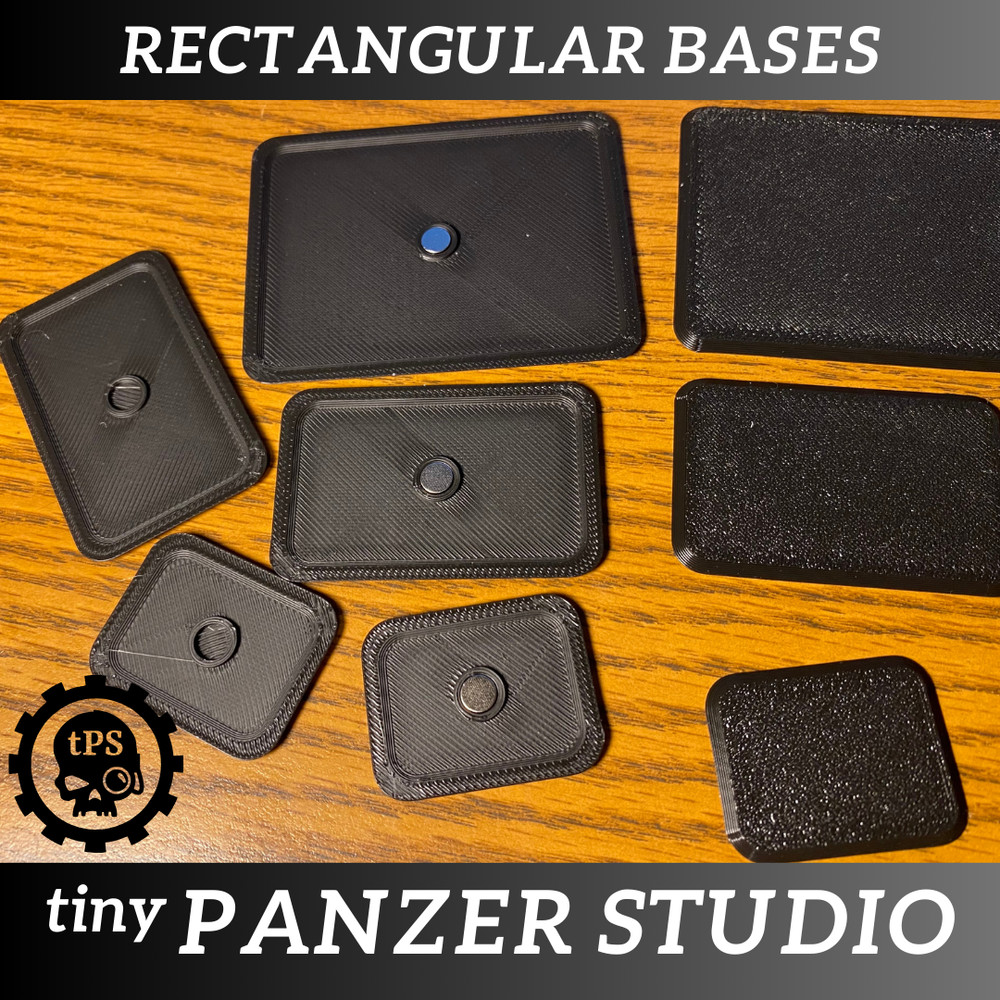 Magnet ready rectangular bases compatible with Flames of War and Team Yankee