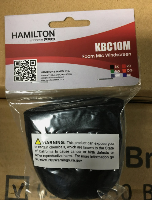 Hamilton KBC10M-BK Black Foam Microphone Windscreen - pack x3 pcs