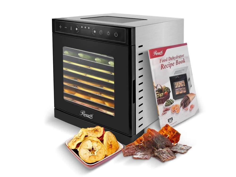 Rosewill Food Dehydrator Machine, 8 Stackable Trays with Adjustable 48H Timer an