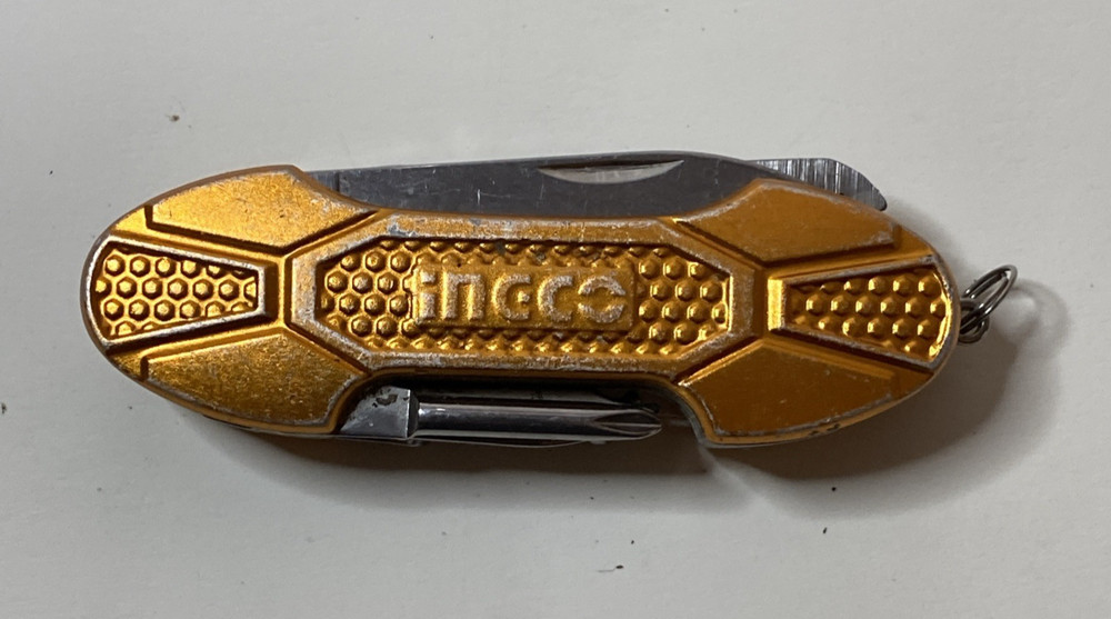 Ingco Multi-tool Pocket Knife – Compact Folding Tool with Orange Handle