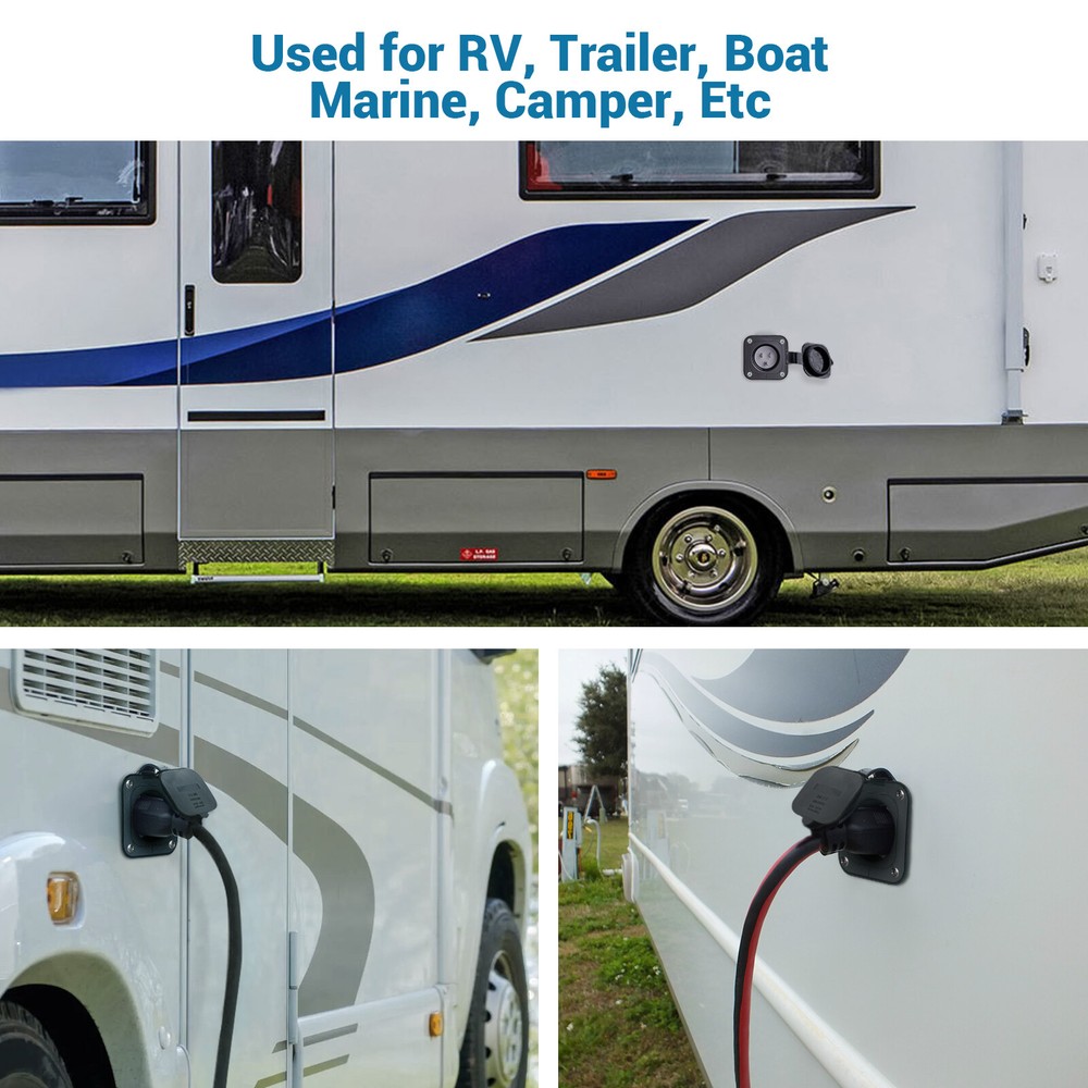 15A 125V AC Port Shore Power Plug Electrical Outlet Flanged Inlets for Boat RV