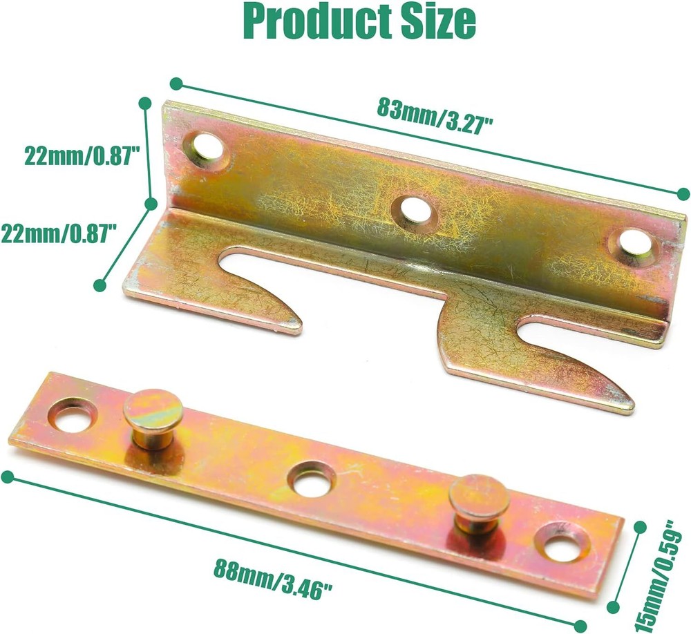 4 Set Bed Frame Rail Fitting Brackets Woodworking Connector Accessories Hardware