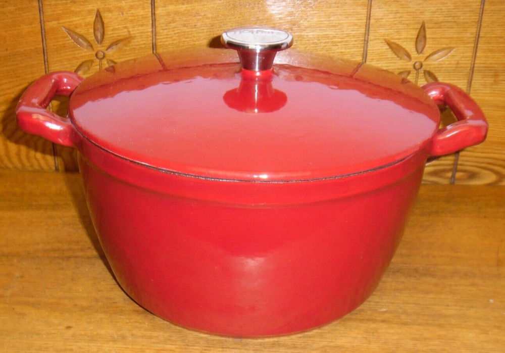 5.5 Qt. Red Hoffritz Enameled Cast Iron Dutch Oven