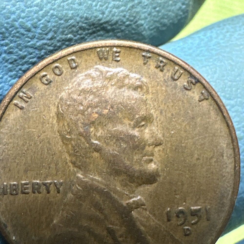 1951 D Lincoln Wheat Cent Error Filled "5" In 1951 Date