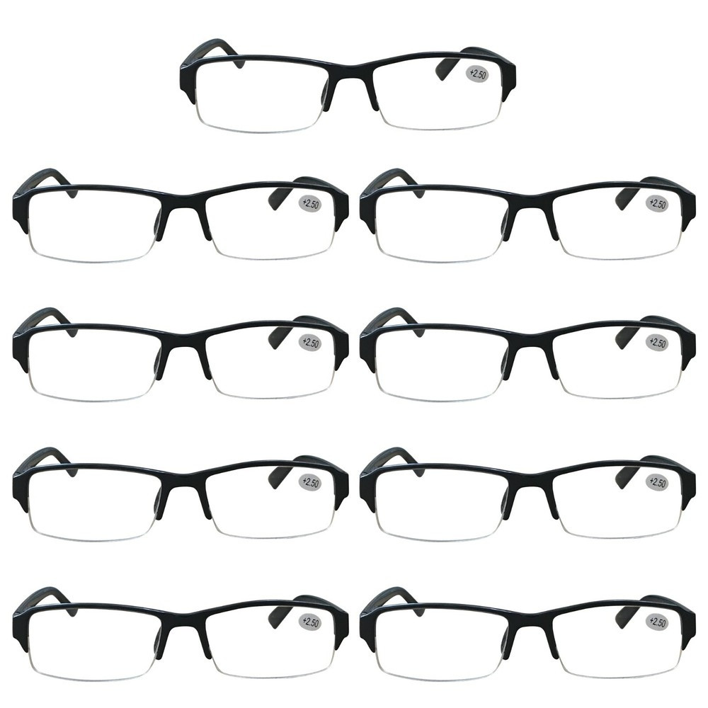 9 Pack Mens Half Frame Blue Light Blocking Reading Glasses Spring Hinge Readers