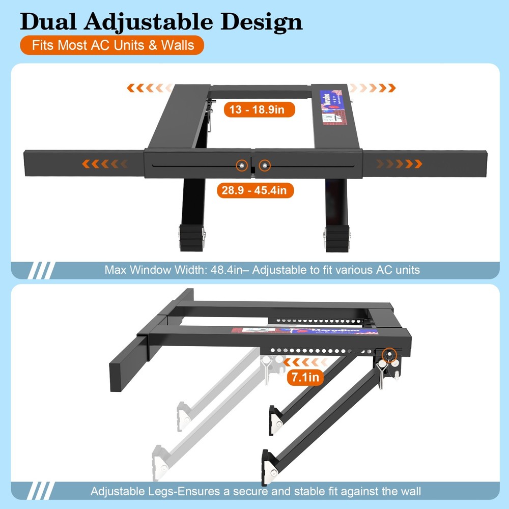 Adjustable Window AC Bracket, Quick Installation in 3minutes Without Drilling