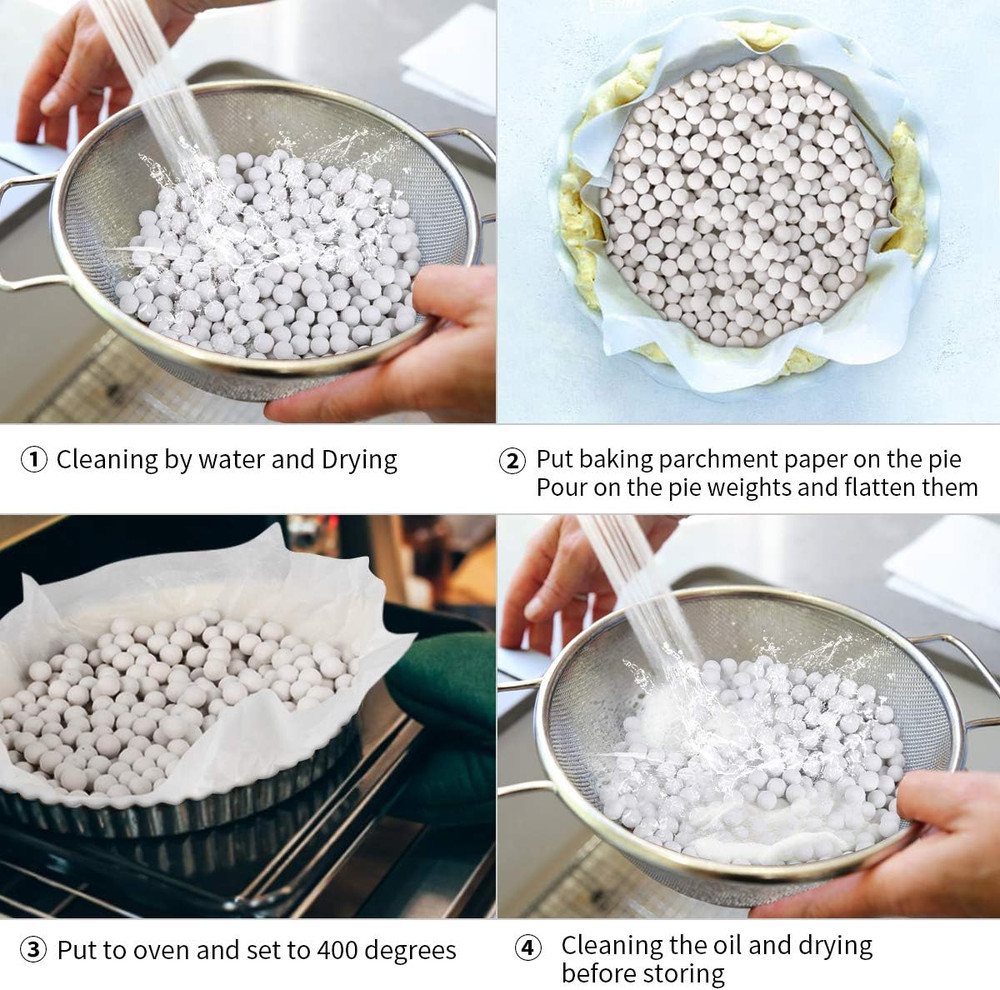 Ceramic Pie Weights Reusable 10Mm Baking Beans Pie Crust Weights Natural Ceramic