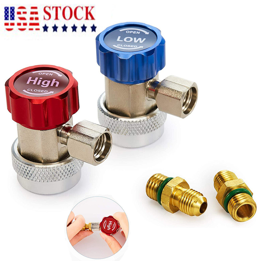 Pair R134a Adjustable Quick Coupler Adapter High/Low Side AC HVAC Conversion Set