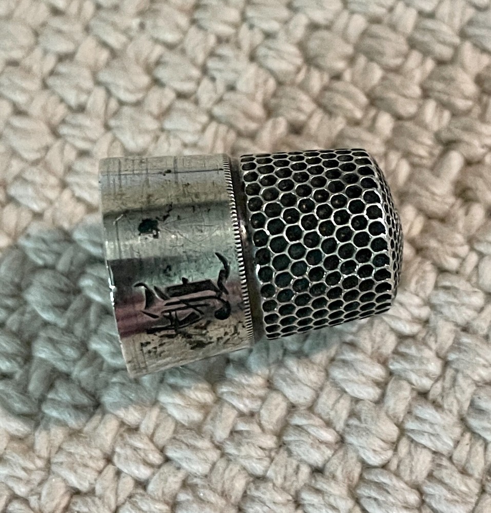 Vintage #8 Sterling Silver Thimble, Monogrammed, Marked