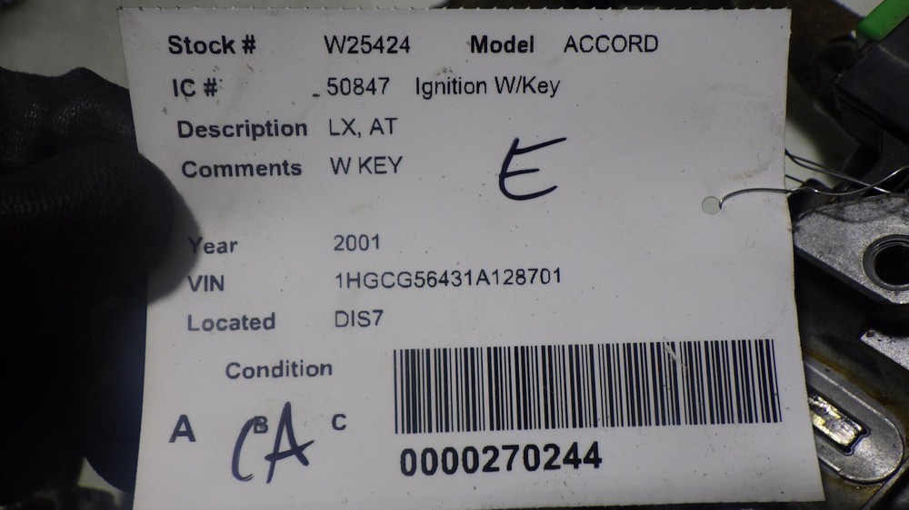 01 HONDA ACCORD Ignition W/Key