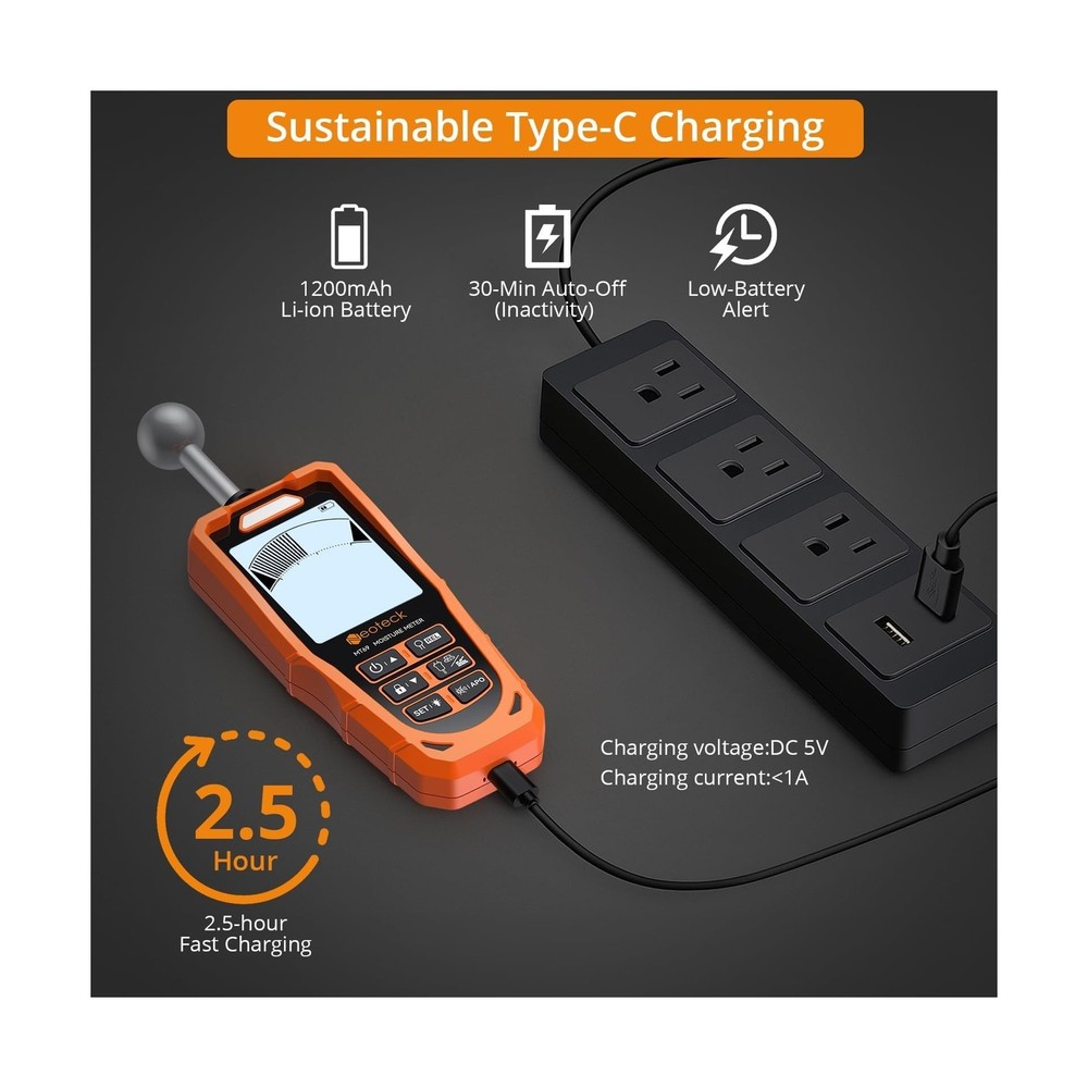 Neoteck 2-in-1 Dual Probe Moisture Meter 40mm Spherical Moisture Reader & ±
