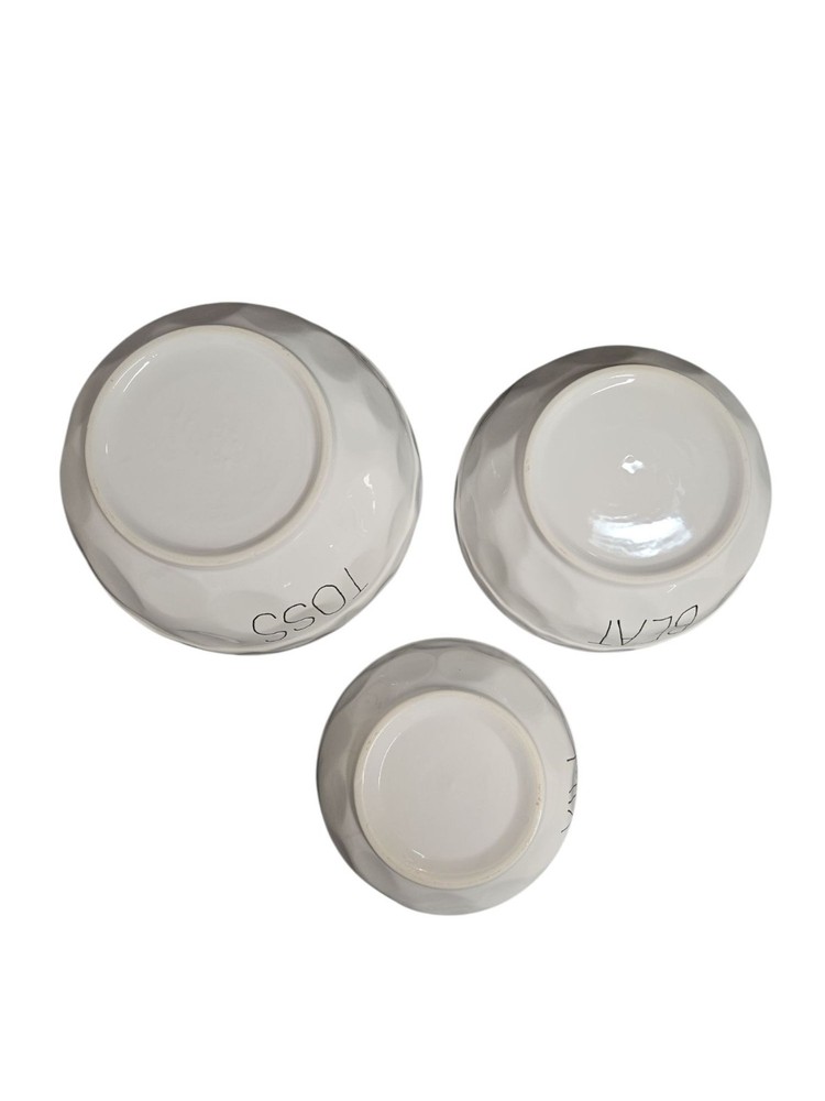 Parini 3pc White Ceramic Mixing Bowl Set - Small, Medium, Large