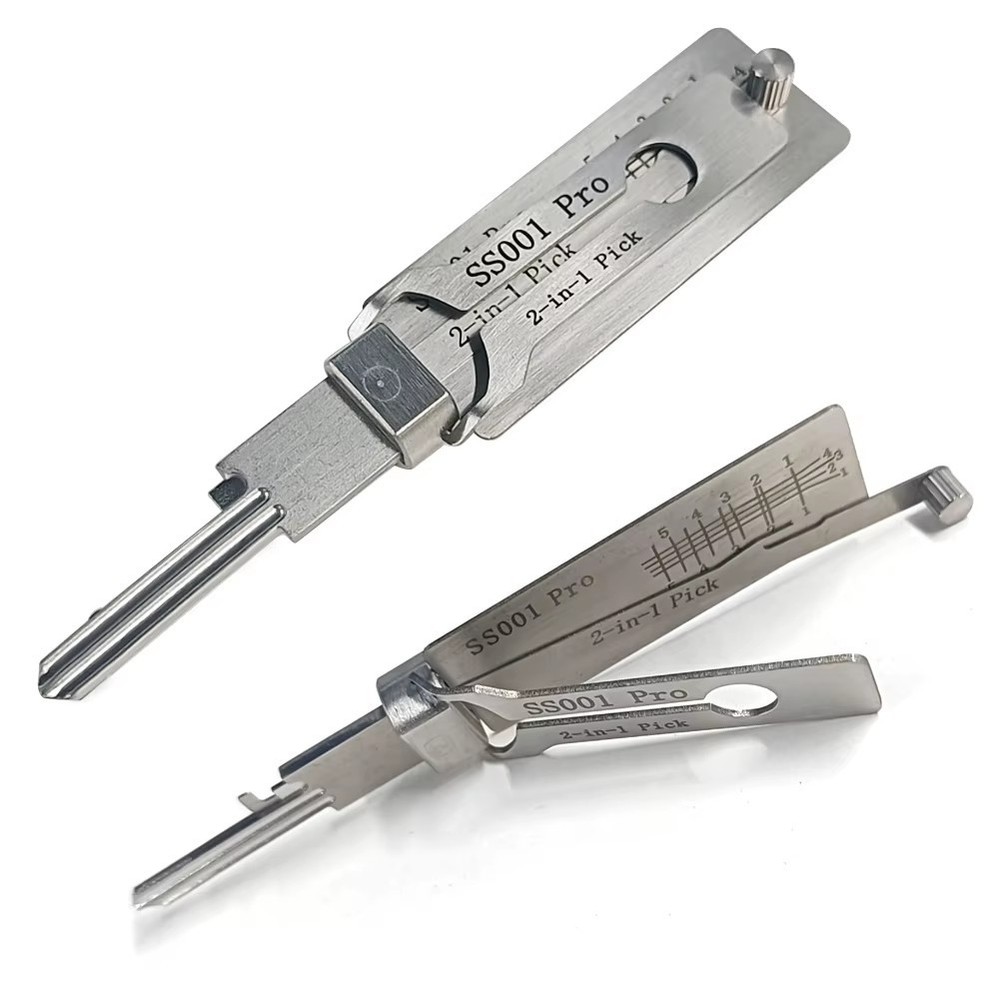 2-in-1 Stainless Steel Key Decoder Portable Precision Hook Pickup Hand Tool 1pcs
