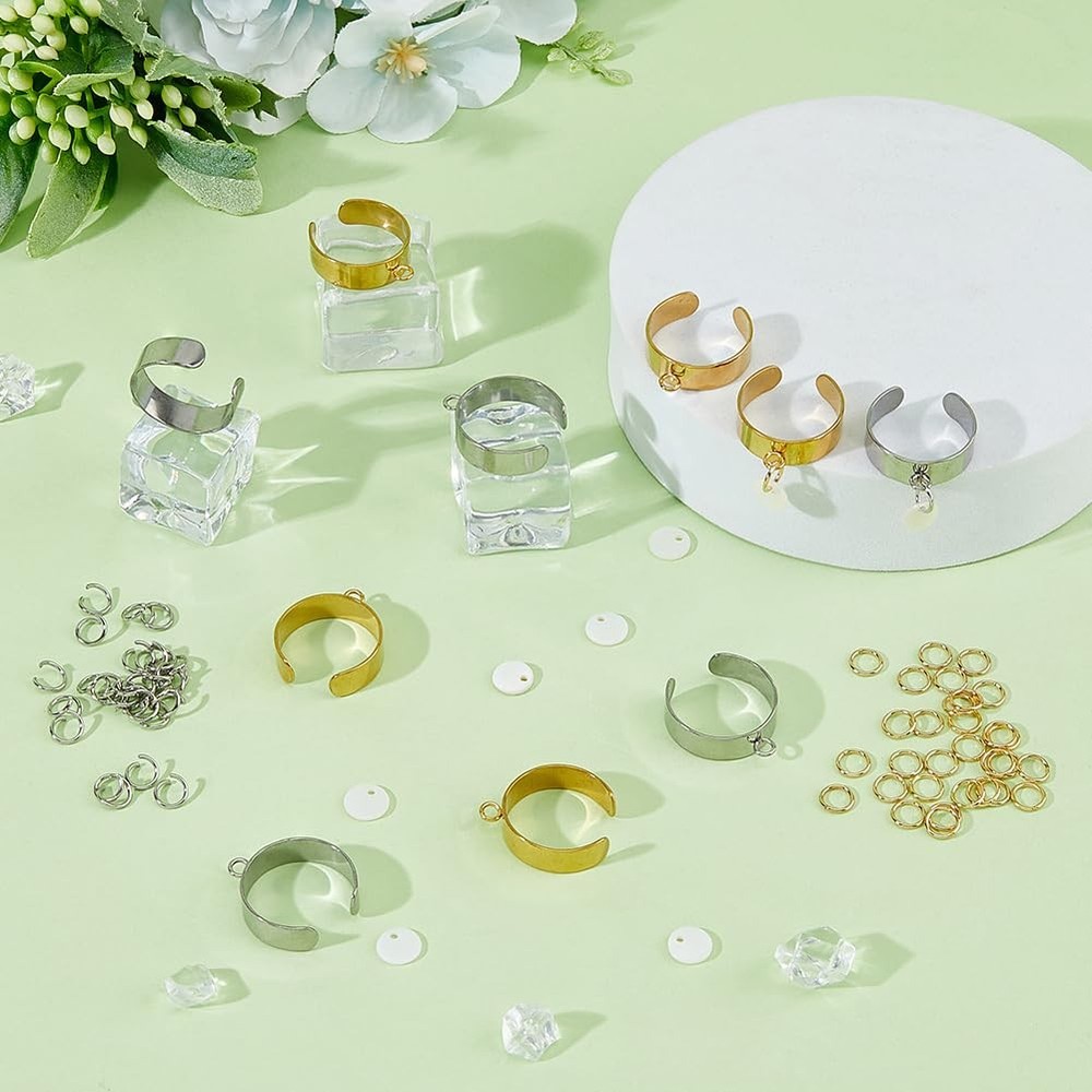 Hobbspring Ring Set Including 10Pcs Adjustable Stainless 20mm, Mixed Color