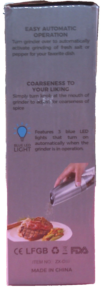 Gravity Electric Salt & Pepper Grinder Set 2 Pack Battery Powered LED - Silver.