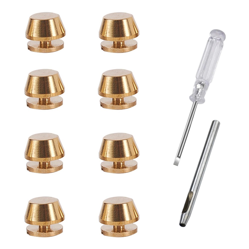 8 Sets Brass Handbag Purse Feet 10mm Rivets Solid Bottom Stud DIY Tools