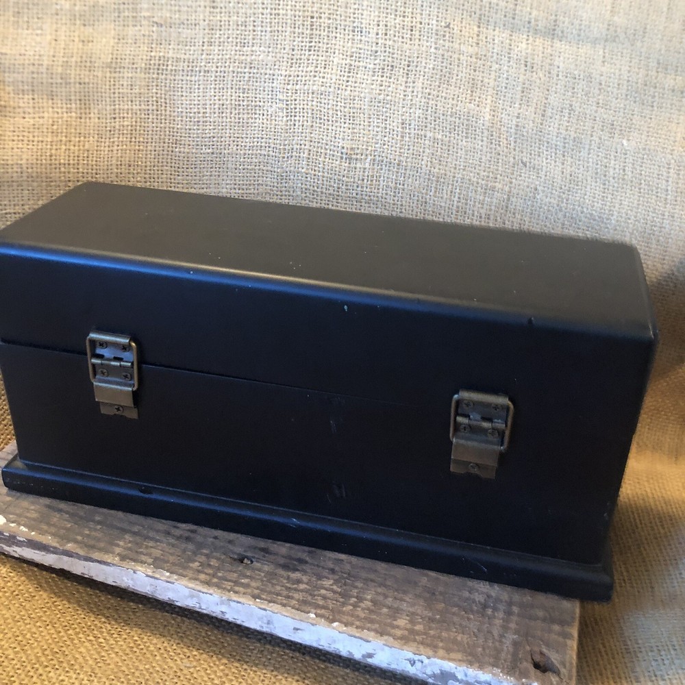 Black Box with Decorative Eagle Brass Clasp & Hinges 10" Vintage