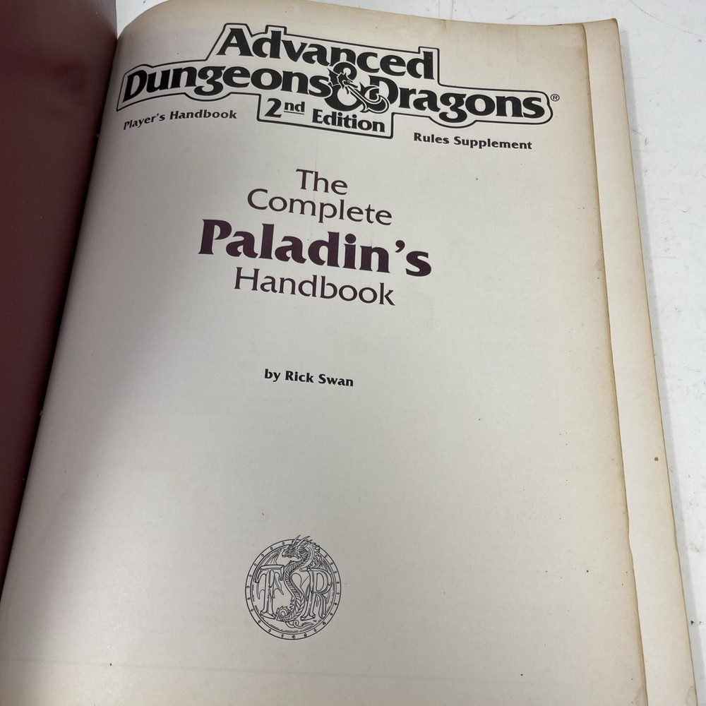 The Complete Paladin's Handbook Advanced Dungeons & Dragons 2ND Edition 2147