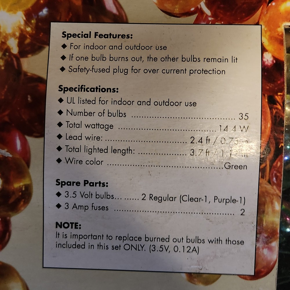 GRAPE CLUSTER LIGHTS 5 Clusters On String Indoor/Outdoor