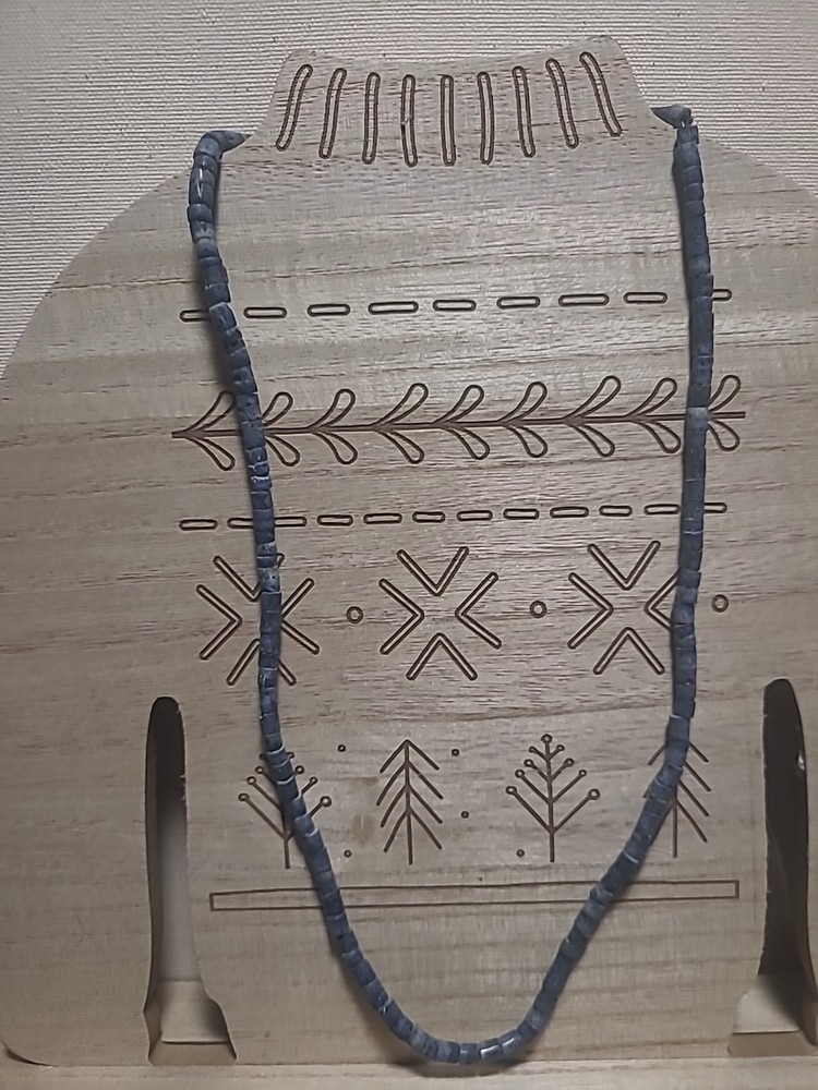 Dark Blue Beaded Long Chain Necklace