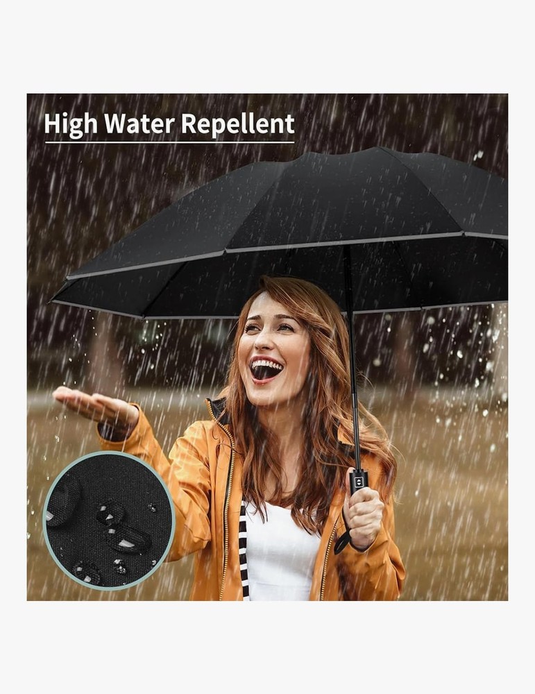 Inverted Travel Umbrella – Compact Folding with One Size, black