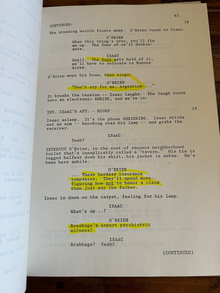 THE FINAL ANALYSIS UMA THURMAN RICHARD GERE MOVIE ORIGINAL SCREENPLAY SCRIPT