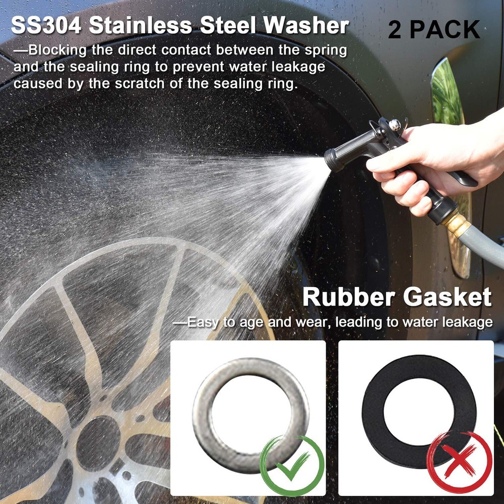 Hose Nozzle 2 Pack,Full Size Pistol Grip Water Nozzle Spray with Threaded Front