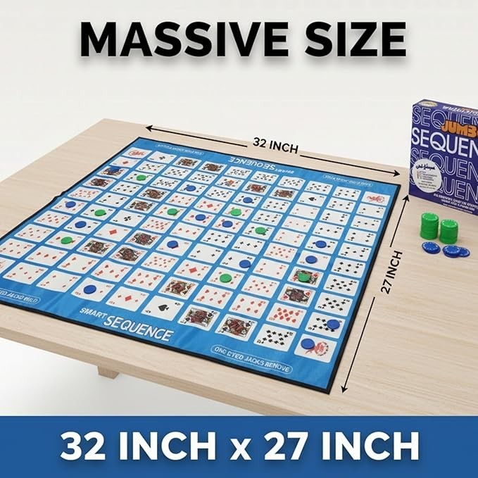 The Original Jumbo Sequence Board Game with Foldable Mat – Fun