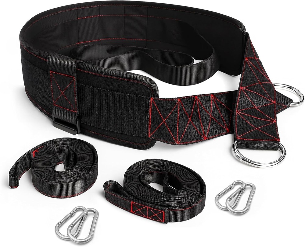 Sled Pulling Belt Adjustable Closure 2 Straps & 4 Hooks Multidirectional