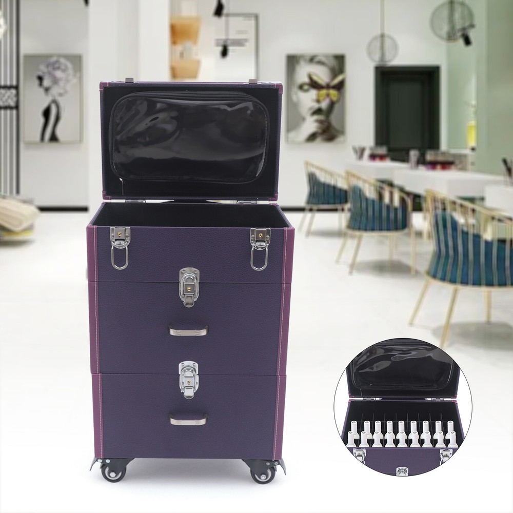 Large Rolling Cosmetic Case Makeup Trolley Rolling Makeup Case Waterproof
