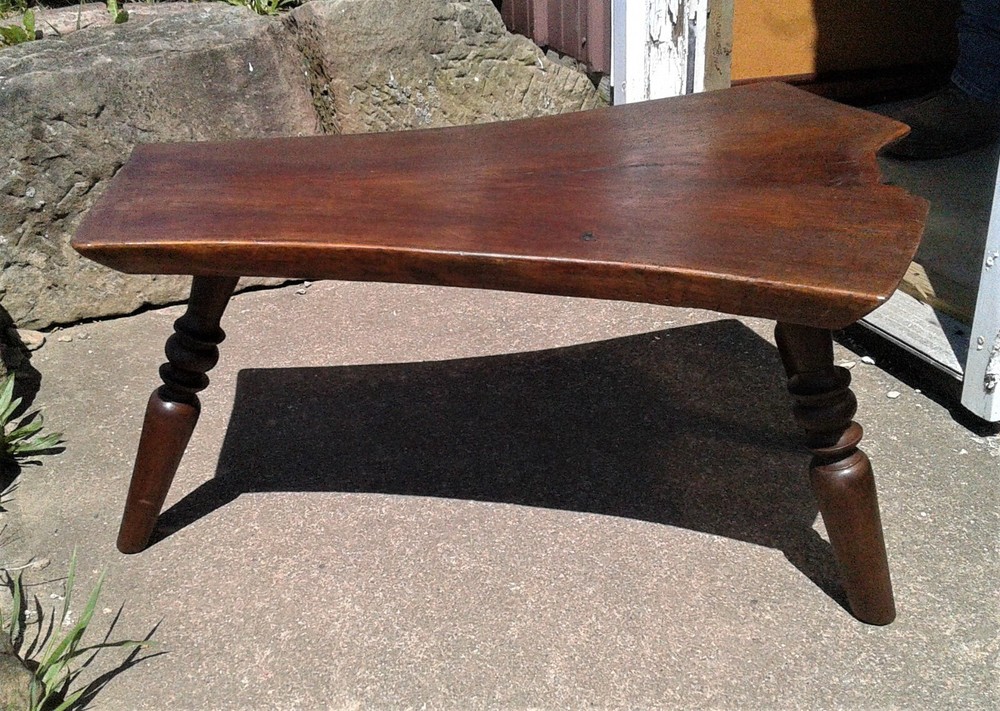 Antique Primitive Solid Walnut Plank Bench Live Edge 1900s Era