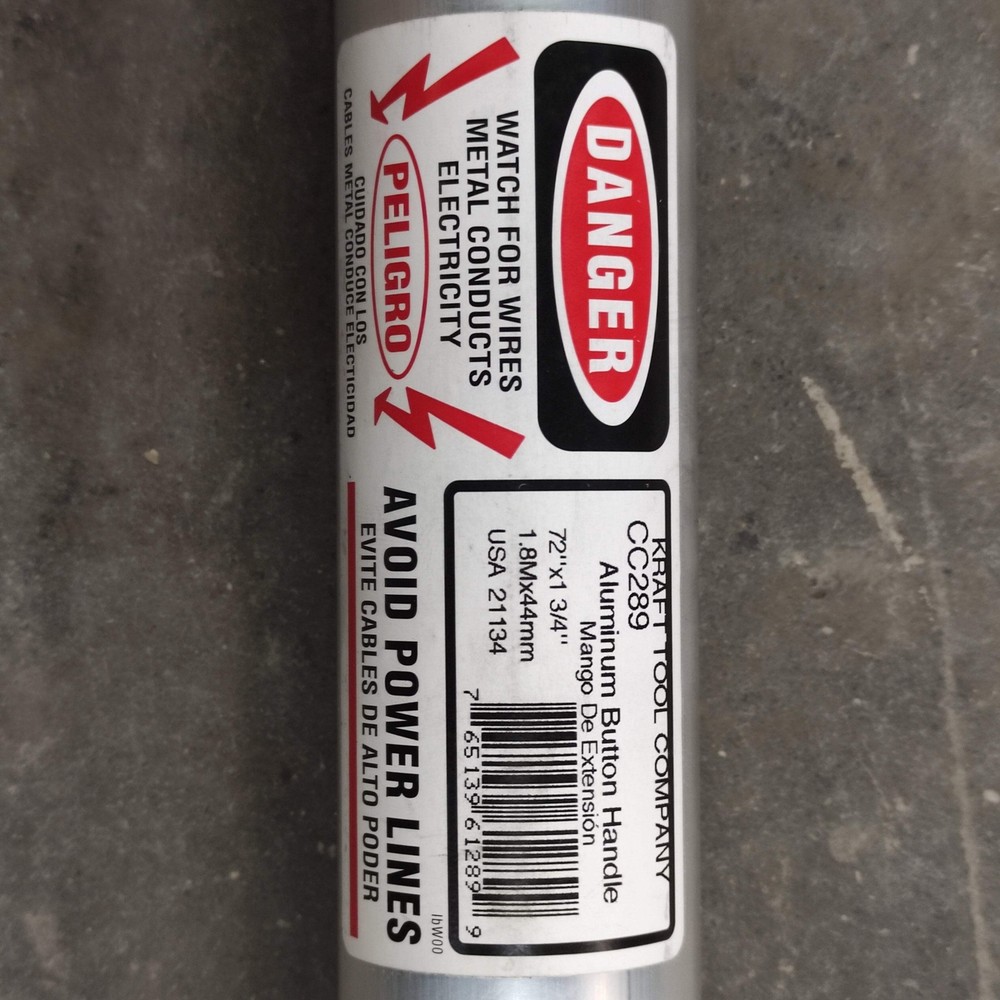 KRAFT TOOL 6' Aluminum Button Handle with Insert - 1-3/4" Diameter CC289