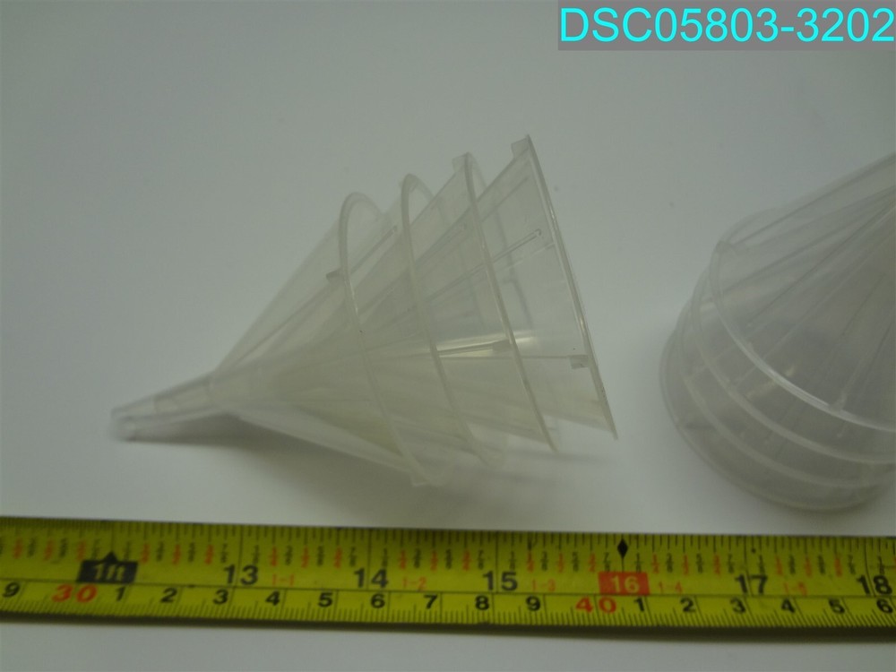 QTY=8: SMALL CLEAR PLASTIC FUNNELS