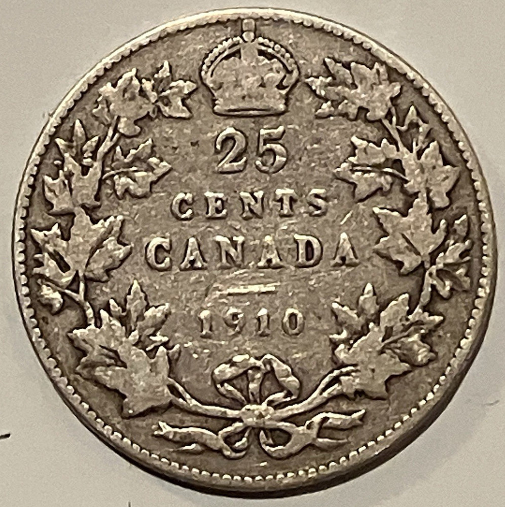 1910 Edward VII Canada Silver Quarter.
