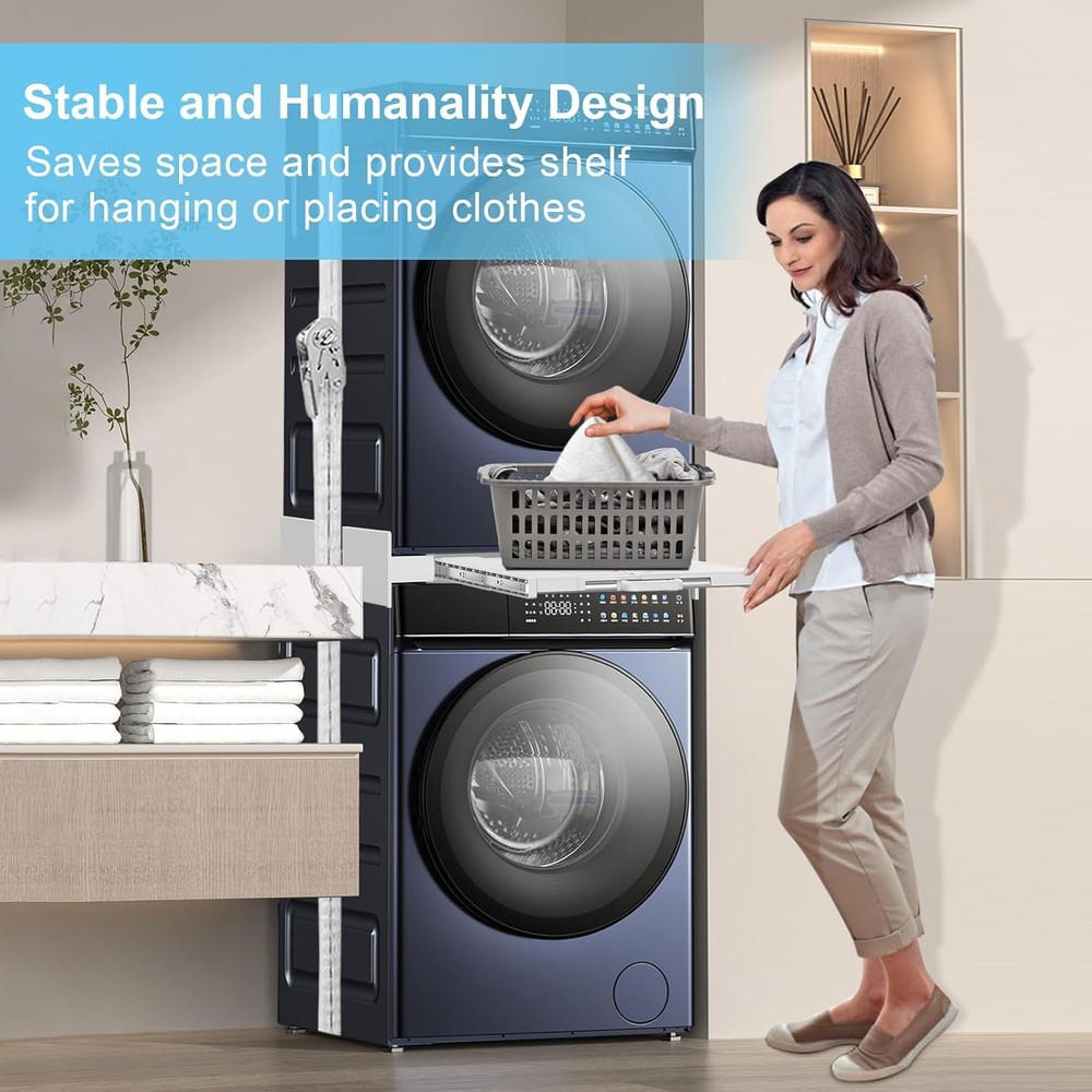Washer Dryer Stacking Kit, Universal Washer Dryer Stacking Kit with Pull-Out Sli