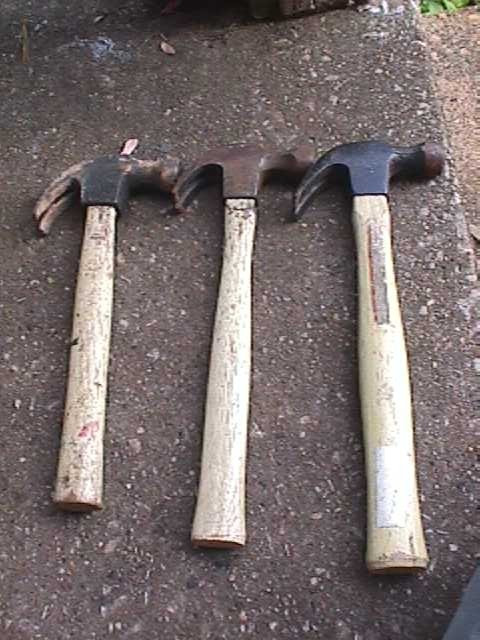 THREE VINTAGE CLAW HAMMERS