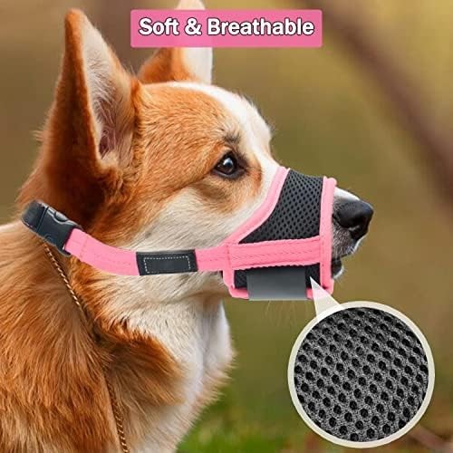 Dog Muzzle Anti Biting Barking and Chewing with Comfortable Mesh Soft Fabric ...